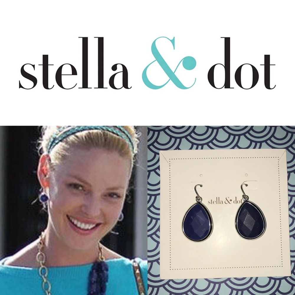 Stella & Dot Serenity Stone Lapis Drop Earrings
